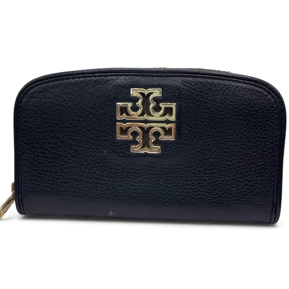 🎉 HP! ❤️ Tory Burch Black Pebbled Britten Continental Wallet